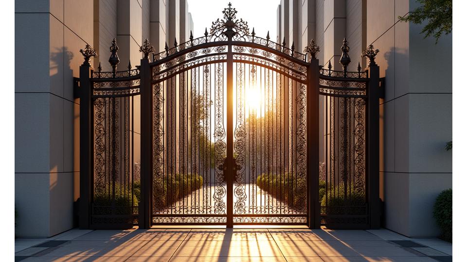 銀座の高級邸宅に設置されたオーダーメイドの装飾門扉