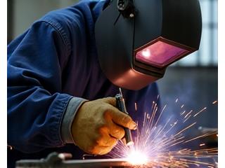 高度な溶接作業を行う職人。火花が飛び散る中で、破損した金属部品を精密に結合している様子