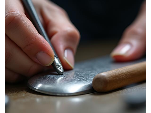 職人が細部に渡り金属を研磨する手元